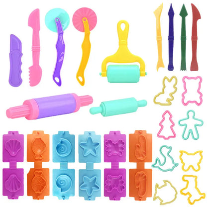 Children Dough Tool Set 3D Plastic Mold And Dough Clay Knife Mold Boys And Girls DIY Toy Cutting Roller And Game Accessories