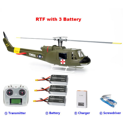 FLYWING UH1 V4 Scale RC Helicopter 470 size Helicopter Metal Rotor holder two Carbon Fiber blades UH-1 V3 10CH Scale Helicopter