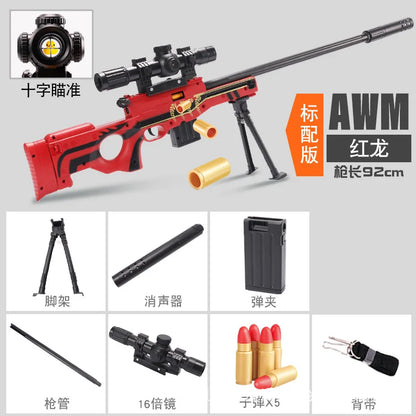 DIY Sniper Rifle Soft Bullets with Scope Manual Shell Ejection Toy Gun Outdoor Cs Game Prop Toy for Adult Boys Birthday Gift