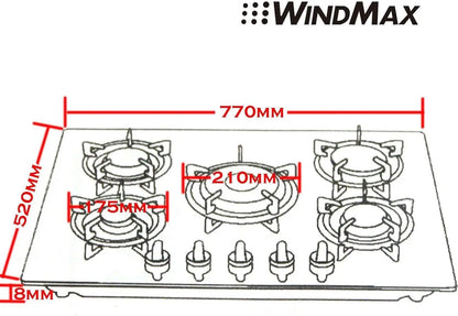 30" Fashion Black Tempered Glass Built-in Kitchen 5 Burner CookTop Gas Hob Customers Like The Appearance and Value
