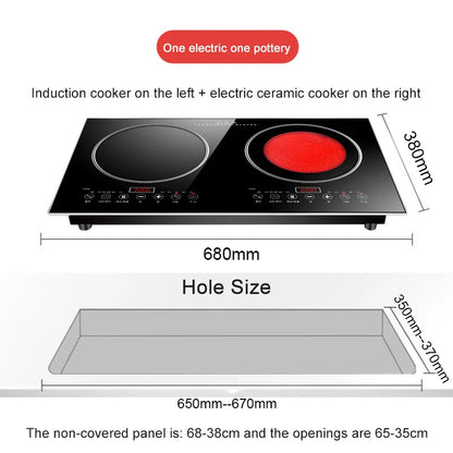 Household Embedded Electric Ceramic Induction Cooker Double Cooktop Dual-purpose Desktop Electric Hob 4400W Fry Soup Stewing