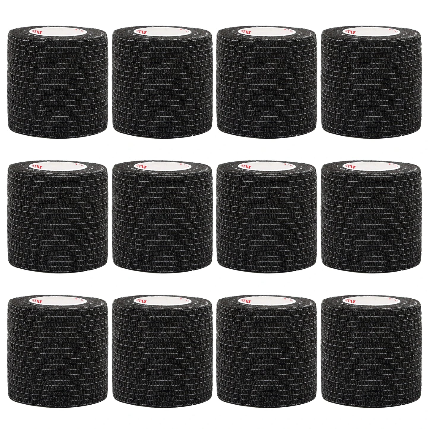 24Rolls Kindmax Self Adhesive Bandage Black, Elastic Breathable Sports Non-woven Wrap Finger Tape For Wrist Ankle First Aid