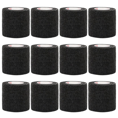 24Rolls Kindmax Self Adhesive Bandage Black, Elastic Breathable Sports Non-woven Wrap Finger Tape For Wrist Ankle First Aid