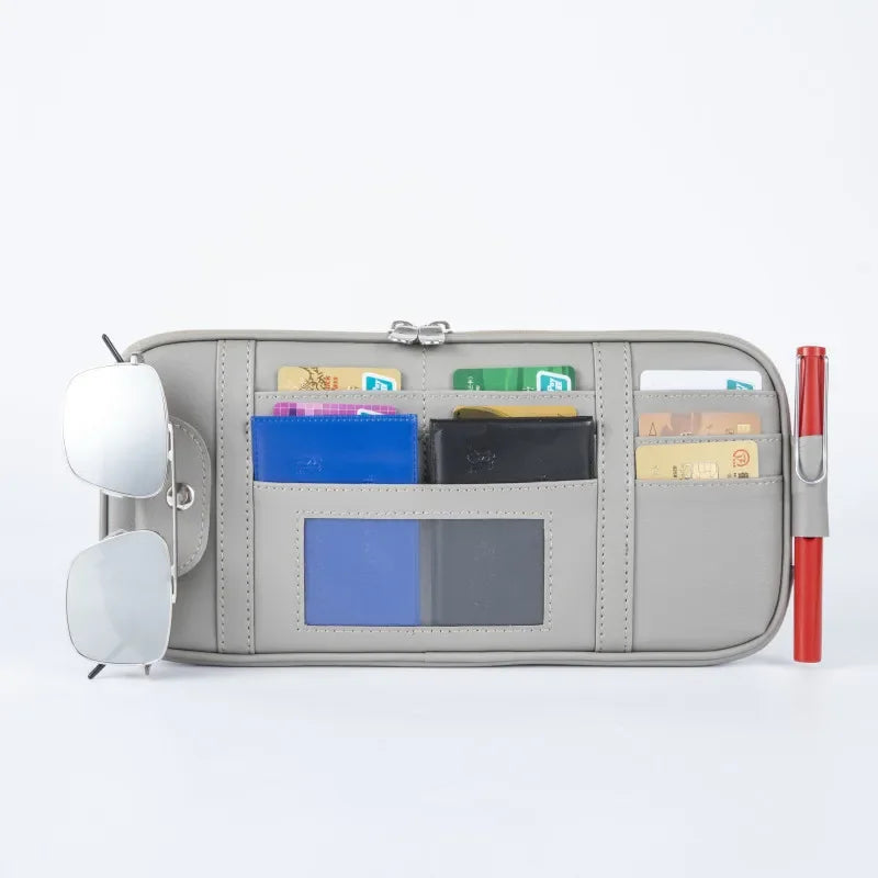 Car Sun Visor Organizer Storage Box Auto Sunglasses Clip Stowing Tidying Bag Bill Pen Card Holder CD DVD Organizer with Zipper