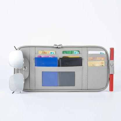 Car Sun Visor Organizer Storage Box Auto Sunglasses Clip Stowing Tidying Bag Bill Pen Card Holder CD DVD Organizer with Zipper