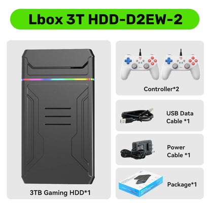 3T Gaming HDD Launchbox OS Retro Game Console for XBOX/PS4/Switch/PS3/PS2/PS1/WiiU/Wii/DC with 10107 Games for Windows PC/Laptop