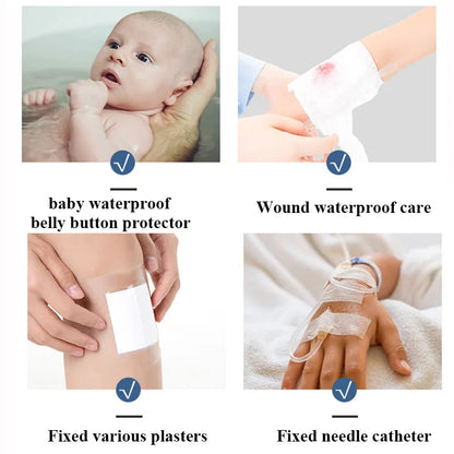 200Pcs Medical Adhesive Waterproof PU Film Transparent Tattoo Film Aftercare Wound Dressing Plaster Tube Catheter Fixation Tape