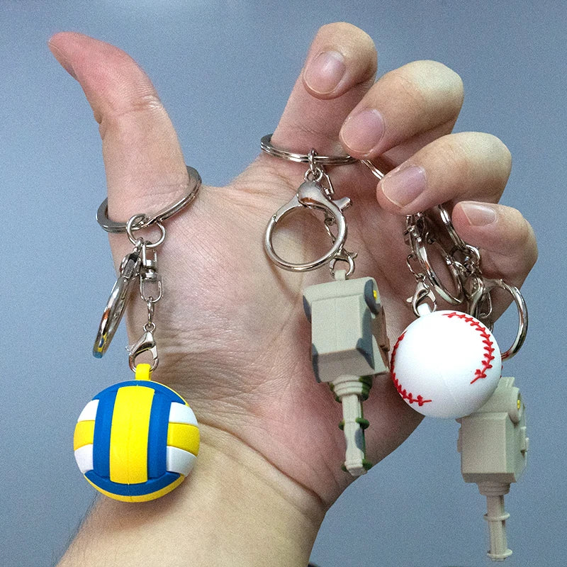 1PCS 3D Basketball Keychain Football Tennis Golf Ball Keyring Fit Car Key Accessories Sports Competition Souvenirs Friends Gift