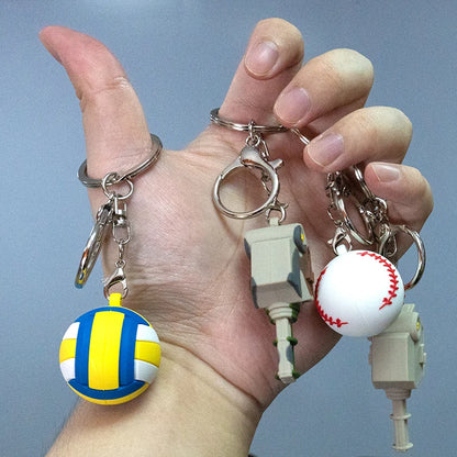1PCS 3D Basketball Keychain Football Tennis Golf Ball Keyring Fit Car Key Accessories Sports Competition Souvenirs Friends Gift
