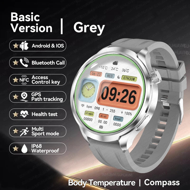 2024 New For HUAWEI Outdoor Sports Smart Watch Men AMOLED Screen NFC GPS Compass Heart rate Waterproof Bluetooth Call SmartWatch