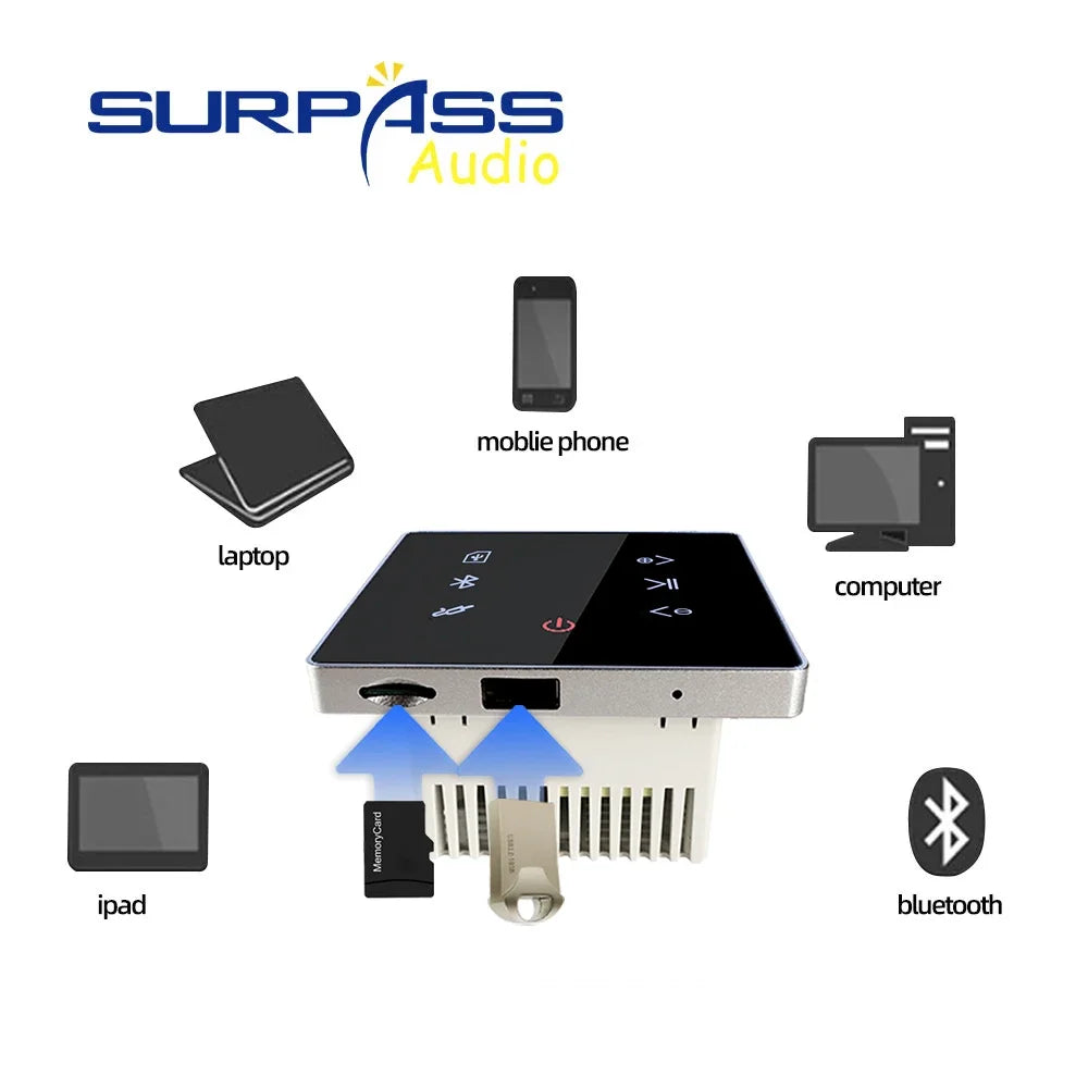 Smart Home Theater Bluetooth Wall Amplifier with Bathroom Ceiling Speakers Stereo Audio Background Music System Music Player