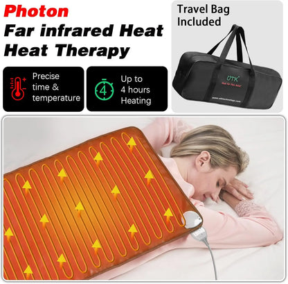 Infrared Heating Pads for Back Far Infrared Mat Heat Pad with Full Tourmaline Beads 8 Photon Infrared Heating Pad Auto Shut Off