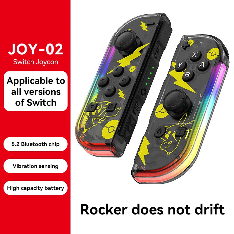 BT 5.2 Joy Controller RGB LED Switch L/R Joypad for Nintendo Switch/Lite/Oled JoyCon Gamepads Joystick with Dual Vibration