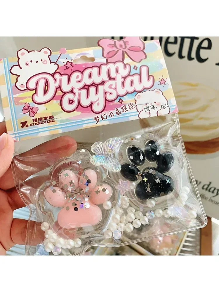 HOT Mini Cat Paw Pinch Toy Blingbling Slow Rebound Stress Relief Toys Transparent Cube Squeeze Toy Gift