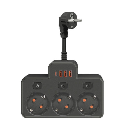 EU AC Plug Power Strip Wall Mounted Independent Switch Multitap Network Filter With USB C Charging Network Filter Adapt