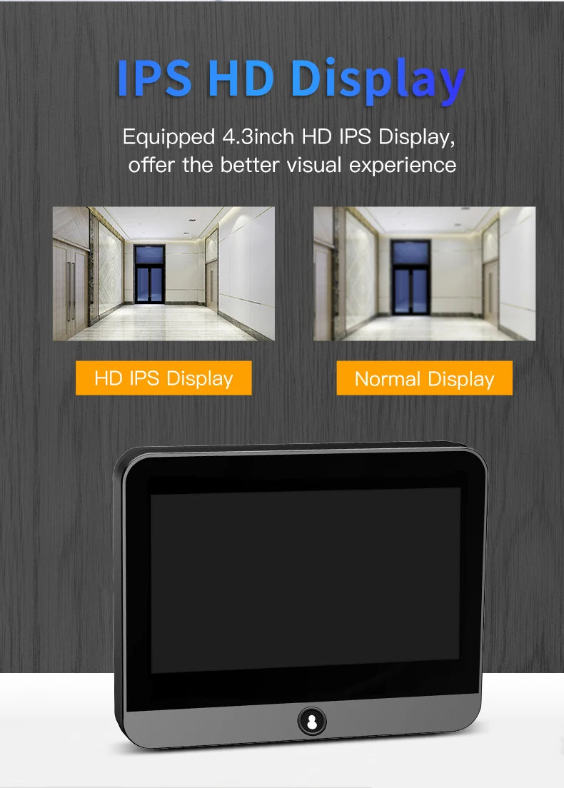 8000mAh Battery Powered 1080P Tuya Smart Life Home 4.3' Digital WiFi Door Viewer Peephole Doorbell Eye Camera Alexa Announcement