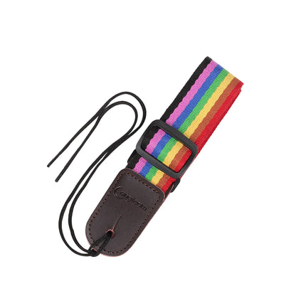Ukulele Rainbow Strap Small Guitar Tail Nail Strap Breathable Cotton Material Double-Layer Quality Soft Leather Head