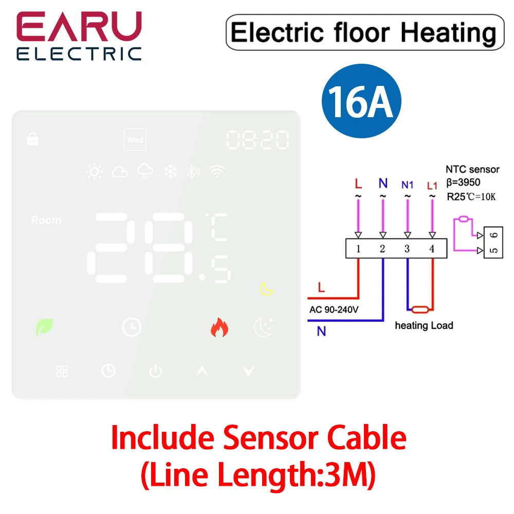 Tuya WiFi Smart Thermostat Electric Floor Heating TRV Water Gas Boiler Temperature Voice Remote Controller for Google Home Alexa