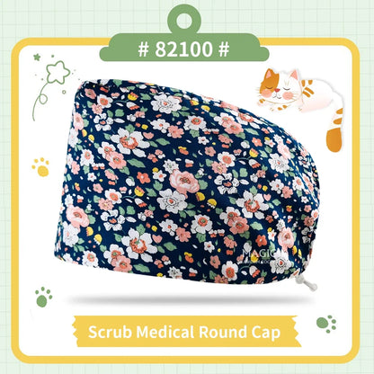 Nice-looking Printing Doctor Hat Surgical Cap for Long Hair Classic Nurse Baotou Caps Women Men Sweat-absorbent Towel Scrub Hat