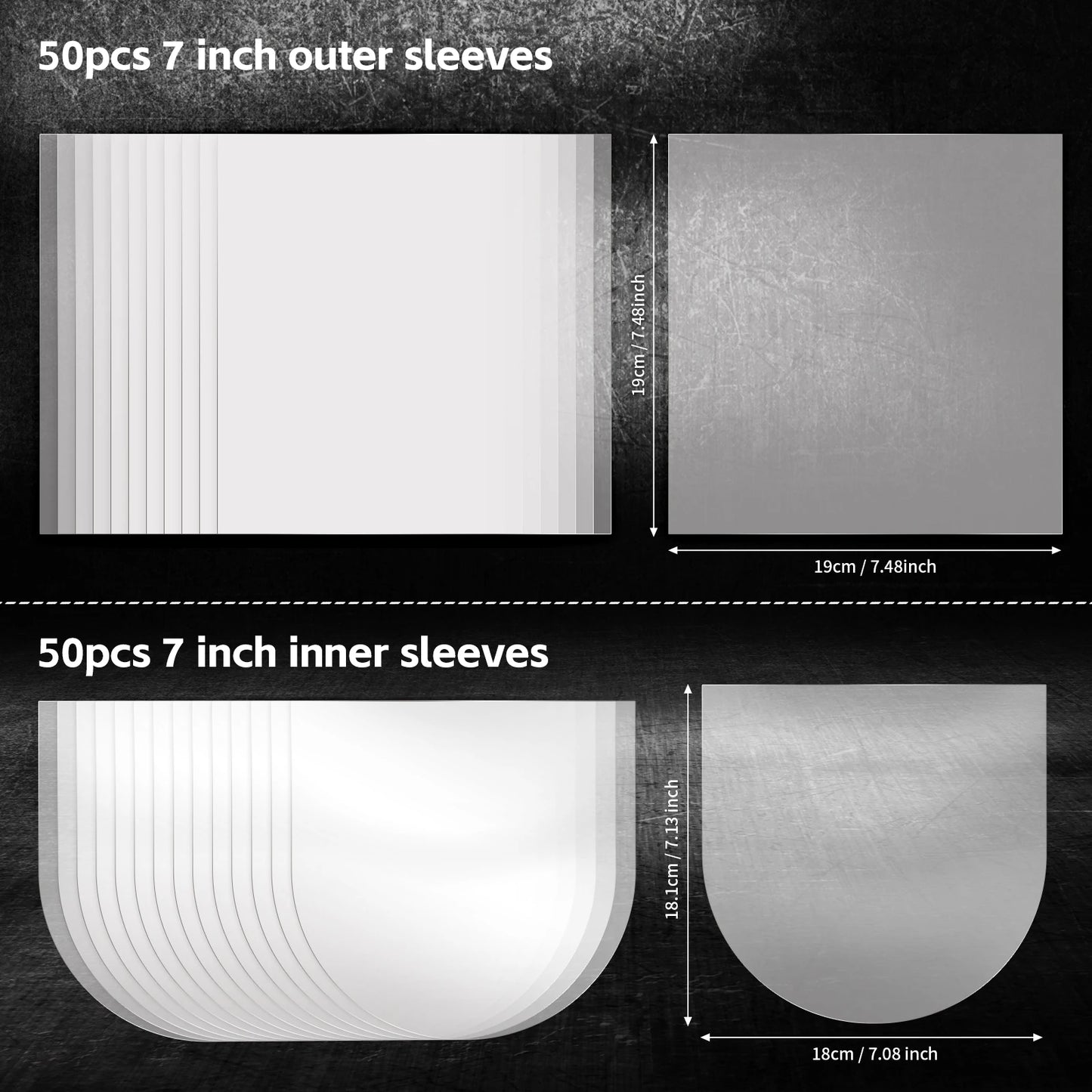 7 inch Vinyl Record Protecter EP Record Plastic Bags Anti-Static Record Sleeves Outer Inner Plastic Clear Cover Container 100PCS