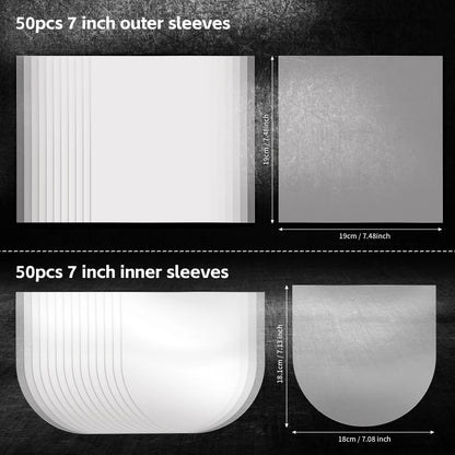 7 inch Vinyl Record Protecter EP Record Plastic Bags Anti-Static Record Sleeves Outer Inner Plastic Clear Cover Container 100PCS