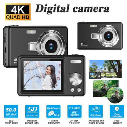 4K HD 1080P Digital Camera 32G 50MP Portable Vlogging Camera 16XZoom Camcorder Camera Children Camera Video Camera For Kid Adult