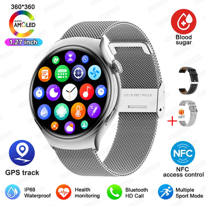 2024 New For Huawei Watch 4 Mini NFC Smart Watch Women AMOLED HD Screen IP68Waterproof Heart Rate Blood Sugar BT Call Smartwatch