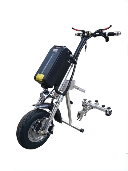 Disabled vehicle electric towing head, disabled wheelchair modification, front drive wheelchair traction, high-power front end