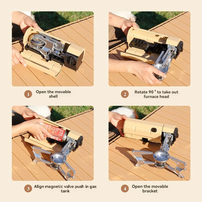 Camping Gas Stove 2670W Portable Folding Cassette Gas Burner Outdoor Picnic Travel Cooking Grill Cooker Heating System