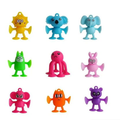 Soft Silicone Building Blocks Toy Animal Shape Suction Toy for Kids Stress Release Parent-Child Interactive Game Sucker Bath Toy