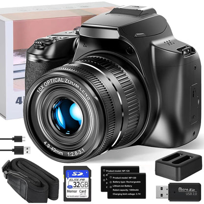 40X Digital Zoom Cameras for Photography 4K Optical Vlog Camera for YouTube with Flash 64MP WiFi Livestream Webcam Video Camera