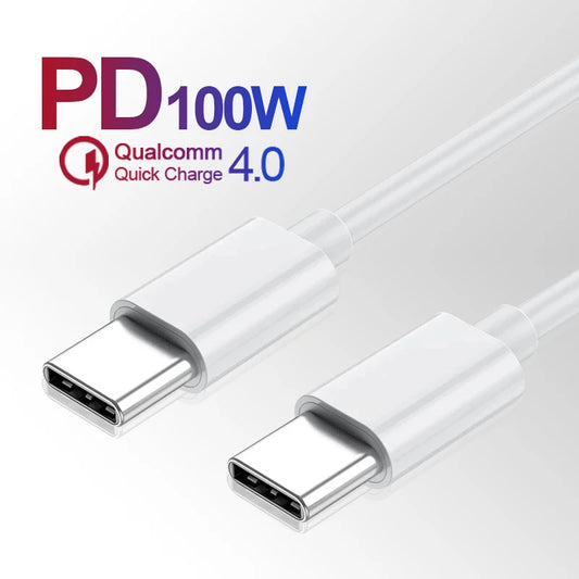 Type C to Type C Cable 100W PD Fast Charging For iPhone 15 Plus 16 Pro Samsung Huawei Xiaomi OPPO USB C to USB C Charger Cable