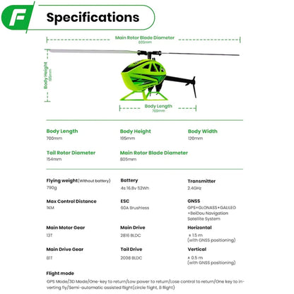 FLYWING FW450 RC 6CH 3D FW450L V3 Smart GPS FBL Gyro Helicopter  RTF H1 Flight Controller Brushless Motor Drone Quadcopter