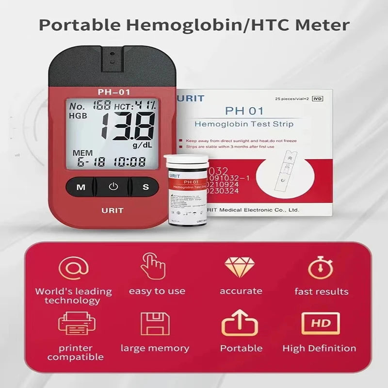 Hemoglobin Analysis Tester Meter Home Hb Analyzer Anemia Tester Strip Heme Test With 50 Test Paper Home Medical Instrument
