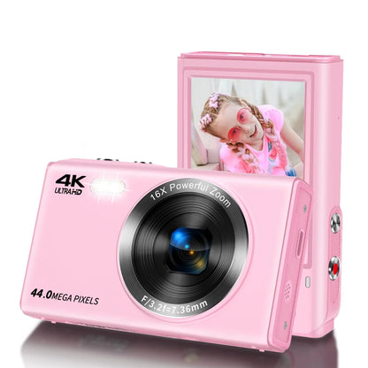 FHD 4K Digital Camera Compact Small Travel Camera for Boys Girls Teens Gift 16X Zoom Point and Shoot Digital Vlogging Camera