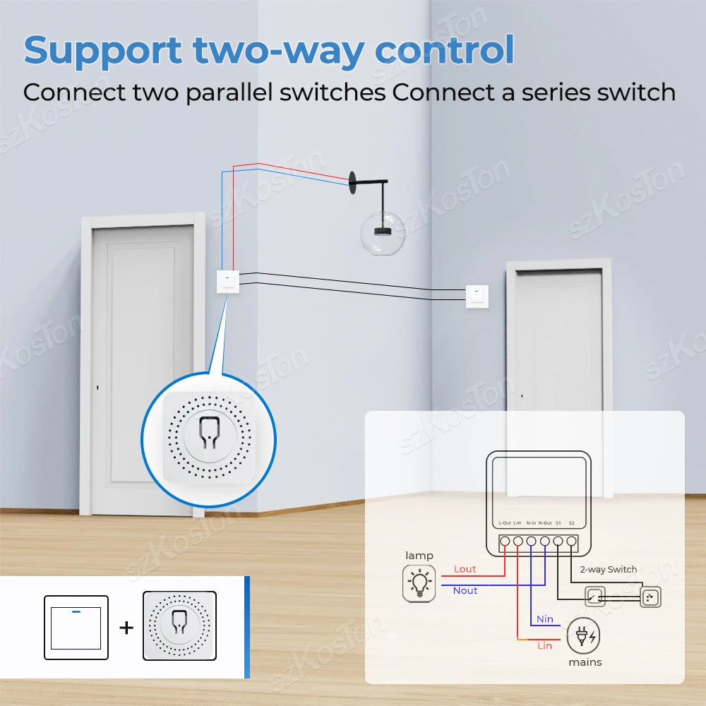 RF433 WiFi Smart Switch Tuya 16A Home Mini Relay Receiver DIY Light Switch Automation Controller Voice Works with Alexa Google