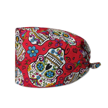 Cartoon Printed Women's Surgical Cap, 100% Pure Cotton Dental Cap, Beauty Salon Breathing and Cleaning Cap, Laboratory Work Cap