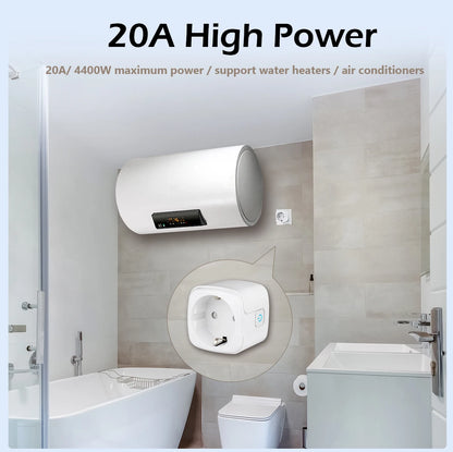 UNKAS EU Socket 16A/20A Wifi Plug Power Outlet Alexa Google Home For Tuya Smart Life APP Remote Voice Control