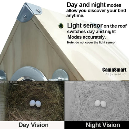 4MP Tuya Bird Houses WIFI Camera For Pet Birds Activity Remote View Watching Wild Natural Wooden Care Nest Box Day Night Vision