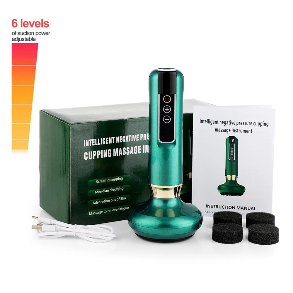 Electric Cupping Massager, Vacuum Suction Cup GuaSha Instrument Anti Cellulite Beauty Scraping Infrared Heat Slimming Massager