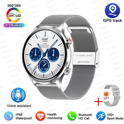 2024 New Smartwatch Women AMOLED HD Screen Always On Display Bluetooth Call IP68 Waterproof GPS Smart Men Watch For Android ios