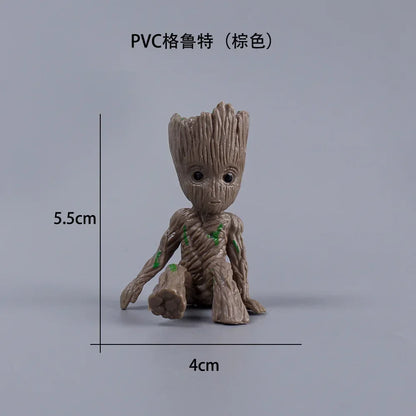 Deadpool Groot Anime Action Figure Sitting Posture Model X-Men Mini Doll Car Decoration Marvel Collection Figurine Toys Gift