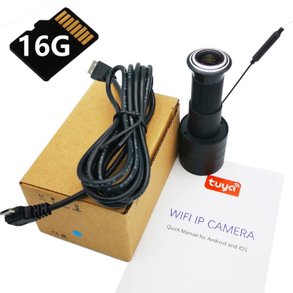 Tuya Wifi Door Eye Camera Mini Peephole Door WifI IP Camera 1.6MM Wide Angle FishEye 2Way Audio Build-In Speaker TF Card Slot