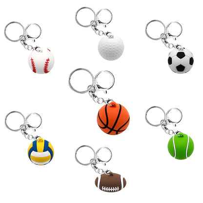 1PCS 3D Basketball Keychain Football Tennis Golf Ball Keyring Fit Car Key Accessories Sports Competition Souvenirs Friends Gift