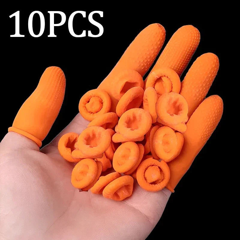 100/10Pcs Disposable Latex Finger Cots High Elastic Non-slip Anti-static Fingertips Protector Gloves Industry Fingers Protection