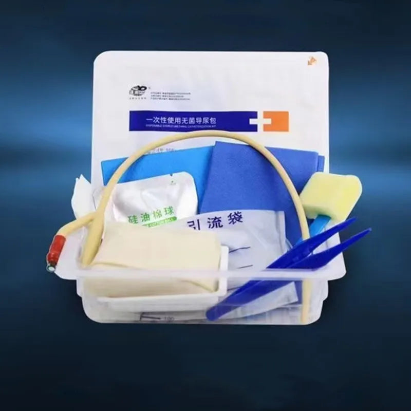 Disposable Sterile Urethral Catheterization Pack Urine Drainage Dressing Kit Double-Lumen Latex Foley Catheter for Man Women