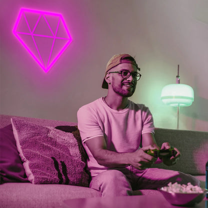 Diamond Neon Sign for Decoration, Wedding Style, Home, Shop, Bar, Party, Club Game Room, Wall Decor Neon Art LED Light Girl Gift