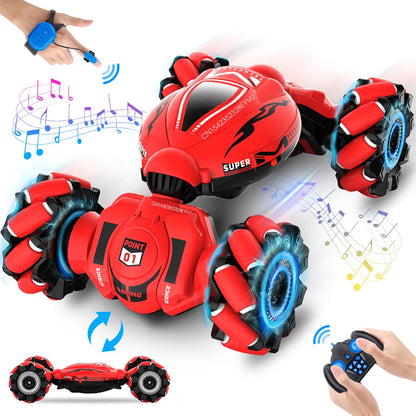 4WD Drift Stunt Car 1:18 Remote Control Car with Music Light RC Cars Off Road On Road Watch Gesture Sensor Rotation Car Kids Toy
