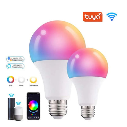 AC 220V 110V Tuya WiFi Smart Bulb E27 10W 15W 20W Dimmable LED Light Bulb Voice Control Works with Alexa Google Assistant