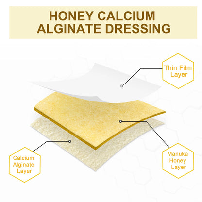 2"x2" 10pcs Manuka Honey Calcium Alginate Wound Dressing High Absorbency Honey Wound Bandages for Wound Care